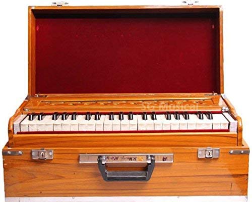 SG Musical Folding(Portable) Harmonium Total 42 Keys,Deluxe Portable Harmonium, Natural, 2 Reeds, 3.5 Octaves, Coupler