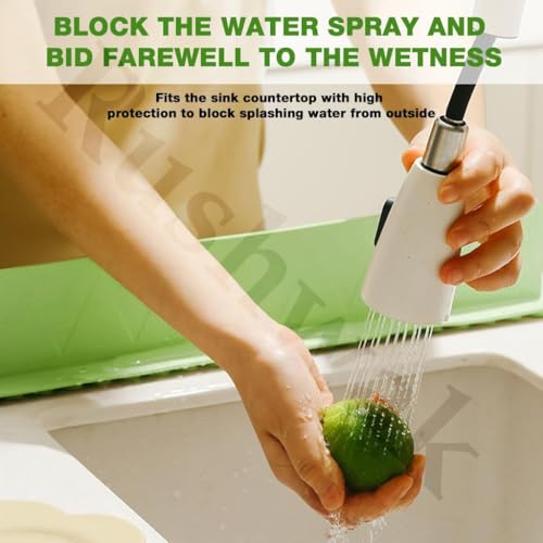 Image of Rushwak 1PCS X 48CM Silicone Sink Splash Guard in Kitchen Sink Water Splash Guard with Strong Suction Cups Waterproof Countertop & Stove Protector Flexible Anti Splash Baffle for Kitchen & Bathroom