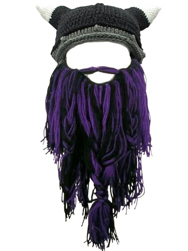 YEKEYI Viking Beard Beanie Horn Hat Winter Warm...