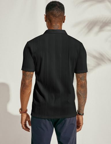Image of PJ PAUL JONES Mens Polo Shirts Short Sleeve Textured Knit Polos