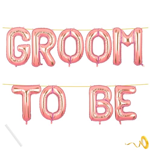 Image of Groom To Be Banner Rose Gold for Wedding Home Boys Foil Balloon Decoration Decor Celebration Rose Golden