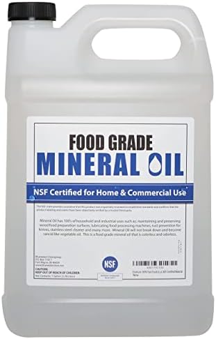 NSF Certified Food Grade Mineral Oil – Gallon (128oz), Certified Food Safe Conditioner for Wood Cutting Boards, Butcher Blocks and Stainless-Steel Kitchen Equipment