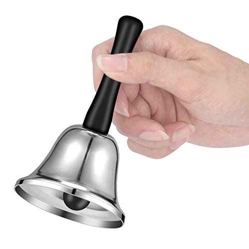Vabneer Hand Bell Metal Tea Bell Service Bell Gold Hand Bell School Small Hand Bell For Adults(Silver) #TOP1