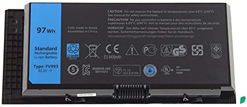 FV993 KJ321 FJJ4W R7PND PG6RC RY6WH Laptop Battery Replacement for Dell Precision M4600 M4700 M4800 M6600 M6700 M6800 Series(11.1V 97Wh)