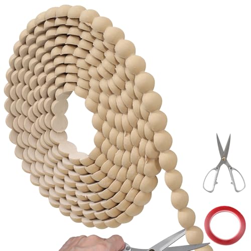 Moldura flexible de 10 pies para despegar y pegar para paredes, cuentas decorativas con tijeras de metal para espejo de baño, salpicaduras, azulejos, techo, armario y borde de TV (madera, 10 pies)