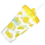 HIAKDOFT 夏日転式ストローマグ カートゥーンアボカド柄 軽量製 携帯便利 家 オフィス アウトドア用 ランダムカラ 再利用可能 ランダムカラー