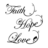 Zzbakress Faith Hope Love 3 Pieces Metal Wall Decor Inspirational Wall Decor Black Metal Wall Art Family Wall Decor for Living Room Bathroom (Black)