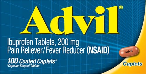 Advil Pain Reliever and Fever Reducer, Pain Relief Medicine with Ibuprofen 200mg for Headache, Backache, Menstrual Pain and Joint Pain Relief - 100 Coated Caplets (Pack of 2)