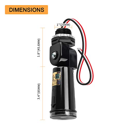 2 Pack Dusk to Dawn Sensor for Outdoor Lighting, 120-277V Photoelectric Switch, UL Listed Photocell Light Sensor Hardwired, IP65 Photocell with Swivel Mount for Most Outdoor Lighting Fixtures