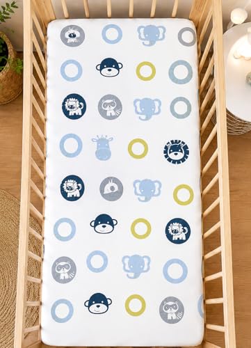 Image of Fitted Cot Crib Sheet | Bed Sheets for Newborn Baby Crib Mattress | Deep Pocket All Round Elastic Fitted Crib Sheet for Baby| Size 132 cm x 71 cm | Crib Sheets - 28 inchx52 inch | Design 8