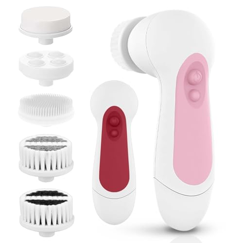 Waterproof Facial Cleansing Spin Brush Set with 3 Exfoliating Brush Heads - Electric Face Scrubber Cleanser Brush by CLSEVXY -...