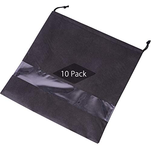 TINTON LIFE Set of 10 Non-woven 19.7"x19.8" Drawstring Dust Cover Bag with Visual Window for Handbags Purses Shoes(Black)