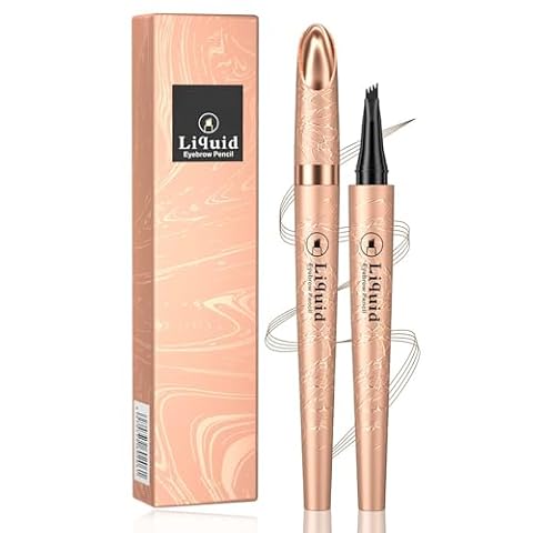 EONFAVE Microblading kredka do brwi 3D, wodoodporny, magiczny ołówek do brwi, płynny ołówek do brwi z 4 końcówkami widelca, długo utrzymujący się, gładki, szybkoschnący (1#jasnobrązowy)