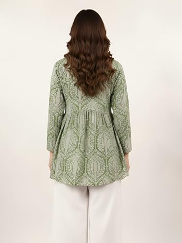 Image of GRECIILOOKS Short Kurti for Women | Floral Printed Short Kurta for Women | Comfortable Rich Office & Casual Kurti`s for Jenas, Leggings & Trousers
