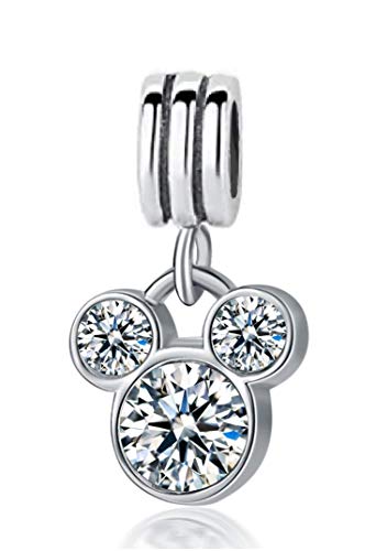 LaBenie Dangle Clear Crystal Mouse Head Charm Bead - Main Image