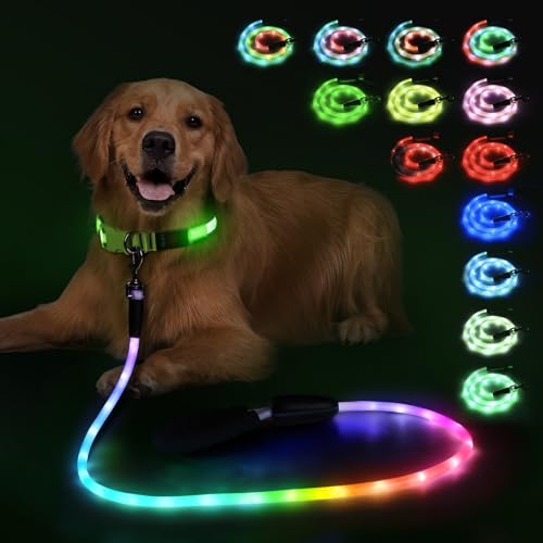 YFbrite 7 Ft Longest Light up Dog Leash with 15