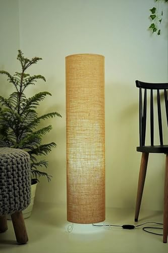 Image of Cotton Fabric Floor Lamp Night Stand Dimmable Room | Floor Lamp for Reading for Bedroom's Desk Lamp for LivingRoom, Bed Room, Office Corner Lamp (Jute)