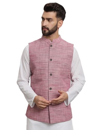 Image of LATEST CHIKAN Men's Traditional Cotton Solid Nehru Jacket /Waistcoat
