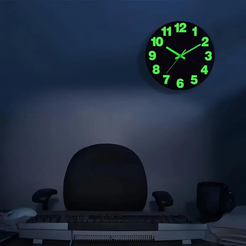 Glow - in - The - Dark Wall Clock, Large Digital Numbers, Silent Non - Ticking, Ideal for Bedroom, Living Room and Office Decor