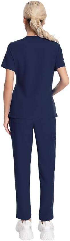 Scrubs for Women Set Medical Uniform 12 Pockets Scrubs Top and Pants for Nurses & Healthcare Workers - Image 2