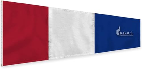 Miniatura 5 de AGAS Banderas de 32 pulgadas x 9 pies, bandera de código de señales número 3, bandera de código azul marino (rojo-blanco-azul), banderas de señal