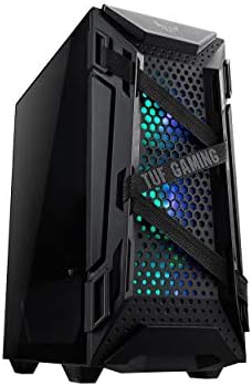 ASUS TUF Gaming GT301 Mid-Tower Compact Case for ATX Motherboards with honeycomb Front Panel, 120mm AURA Addressable RBG fans, headphone hanger, and 360mm radiator support, 2 x USB 3.2