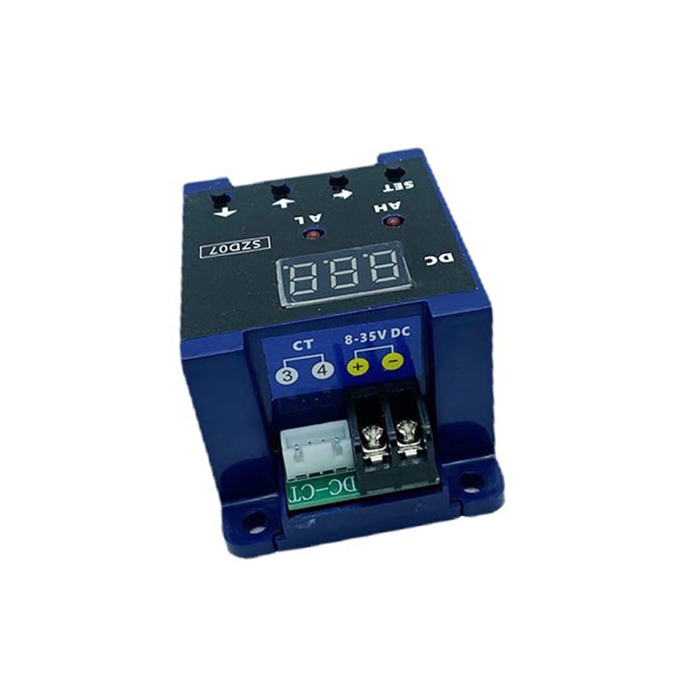 SZD07 DC Digital Ammeter 0-50 A con salida de relé, protección contra sobrecarga, alarma de límite superior e inferior ajustable, sensor Hall medidor de corriente para monitoreo de circuito