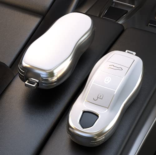 Milicoop Key Fob Cover Suitable for Porsche Panamera，Cayenne，Macan，Boxster，Cayman，718，911 Special Car Key Case, Car Key Cover for Porsche Cayenne Car (White-A)
