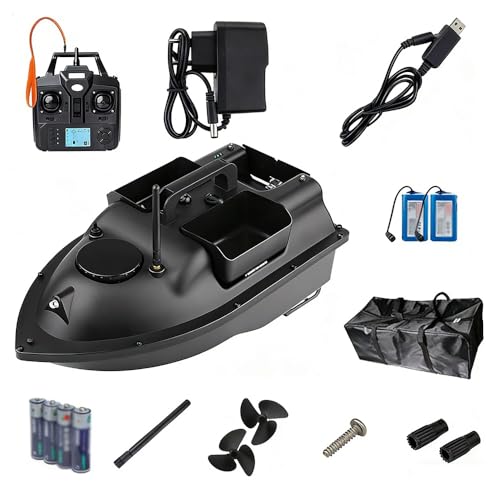 Barco de cebo de pesca con GPS, control remoto de doble motor, alcance de 500 m, 3 tolvas de cebo, memoria GPS de punto de referencia para 40 puntos