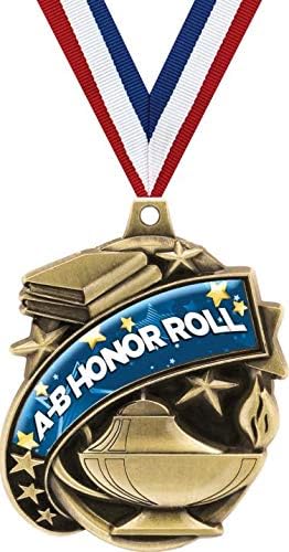 Crown Awards Academic Medals - 2" Kudos A-B Honor Roll Education Award Medals Gold