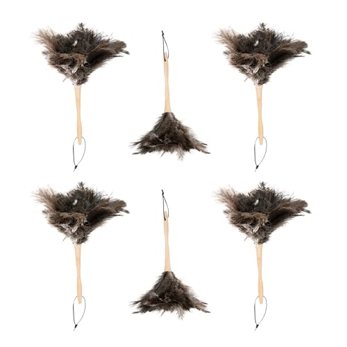 Image of Superio Ostrich Feather Duster Fluffy Dust Remover, with Wooden Handle Reusable for Cleaning Homes, Ceilings, and Furniture (6 Pack)