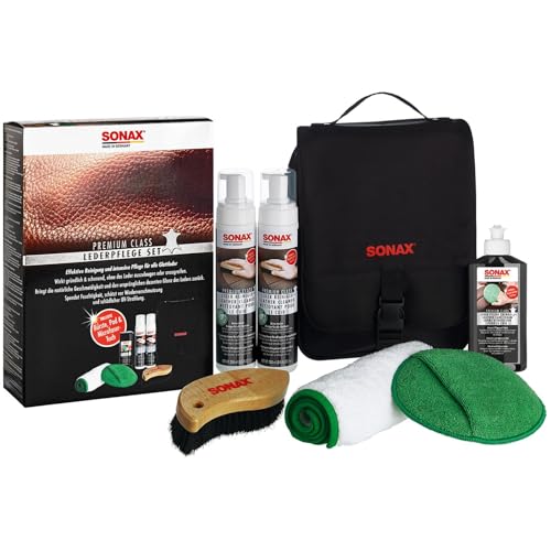 SONAX PREMIUM CLASS Leather Care Set (3 x 250 ml) limpieza efectiva y cuidados intensivos para todo tipo de cuero liso, número de artículo 02819410