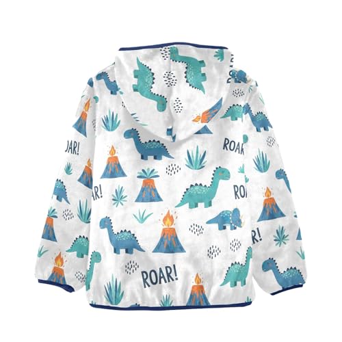 CHIFIGNO Cute Dinosaurs Blue Toddler Boys Thick Comfy Fleece Outerwear Jackets with Polar Fleece Lining 3T2