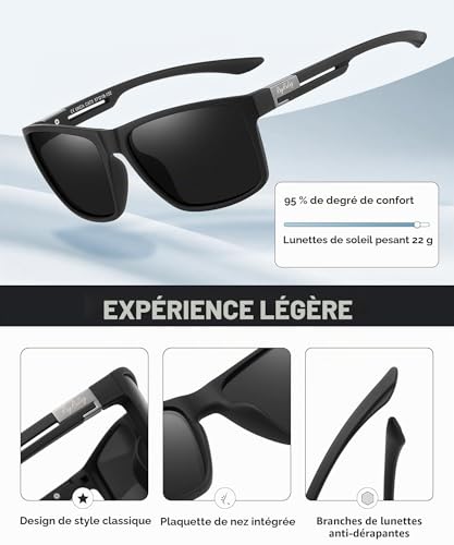 Lunettes de soleil polarisées en TR90, finitions légères et durables