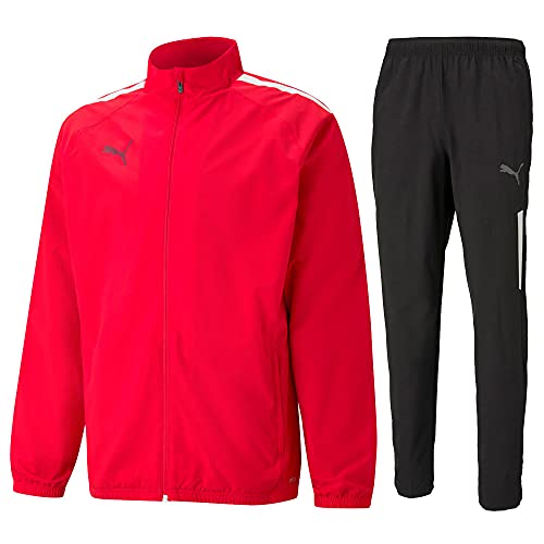 PUMA Liga Sideline - Traje de fútbol (poliéster, pantalón y chaqueta, talla 140), color rojo y negro