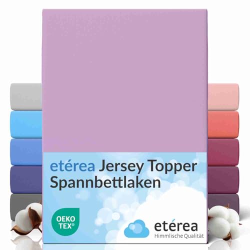 etérea Jersey Topper Drap Housse 140x200-160x200 cm Lilas Epaisseur 5-10 cm - 100% Coton - Oekotex Drap-Housse Matelas Lit Housse de Couette - draps-de-lit...
