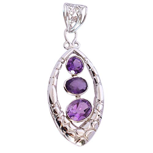 Pendentif en argent sterling 925 améthyste RI-5455 cadeau anniversaire idéal femme