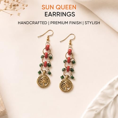 Image of Royal Queen & Empress Handcrafted Tribal Dhokra Earrings Collection for Women - Statement Ethnic Designs in Multiple Colours