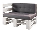 Lermowood Palettenmöbel Mp Eckbank 120 x 80 x 30 cm Weiß | Europaletten Indoor und Outdoor Lounge Gartenmöbel Holz Gartenmöbel Set Lounge Möbel Terrasse Balkon Loft Stil Paletten