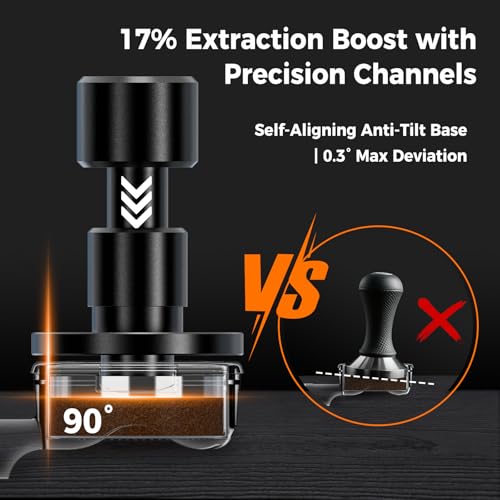Image of IKAPE 58.35MM V6 Impact Espresso Tamper with Sound Feedback, 15lb /30lb Interchangeable Springs, Espresso High Tamper with Triple-spring System, Fits Over 58mm portafilters