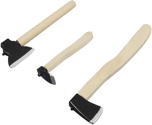 GANAZONO 2 juegos en miniatura para decoración del hogar, herramienta de jardín de simulación de madera, modelo de azada de jardín en miniatura para