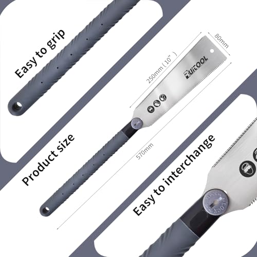 Image of RUITOOL Japanese Pull Saw 10 Inch Double Edge Sided Hand Saw Ryoba SK5 Flexible Blade 10&18TPI Flush Cut Non-slip Plastic Handle Wood Saw for Woodworking Tools