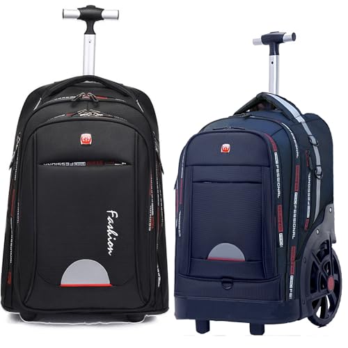 22 Inch Large Rolling Backpack(Black) + 20 Inch Backpack with Wheels (Blue)