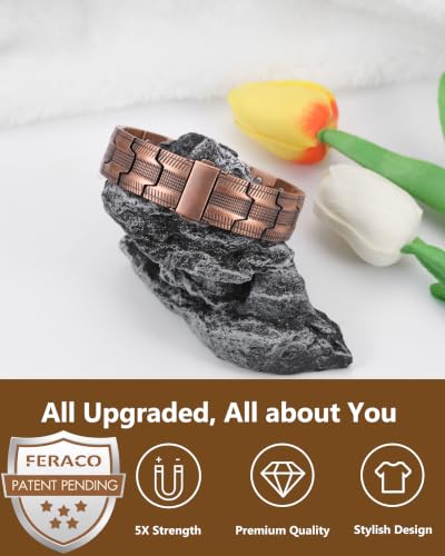 Image of Feraco Copper Magnetic Bracelets for Men,Pure Copper Jewelry Gift