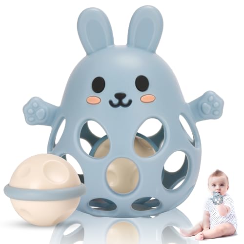 Venditer Juguetes Montessori Bebes 0-3-6-12 Meses Educativos, Juguete de pelota para bebé, Juguetes Bebes 1 año, Juguetes Sensoriales Bebe Sonajero Azul