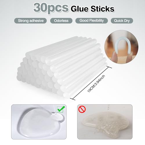 Mini Hot Glue Gun Kit with 30 Glue Sticks - Fast Preheating Hot Melt Gun, High Temp for School Crafts DIY Arts and Quick Home Repairs(Grey) - Image 6