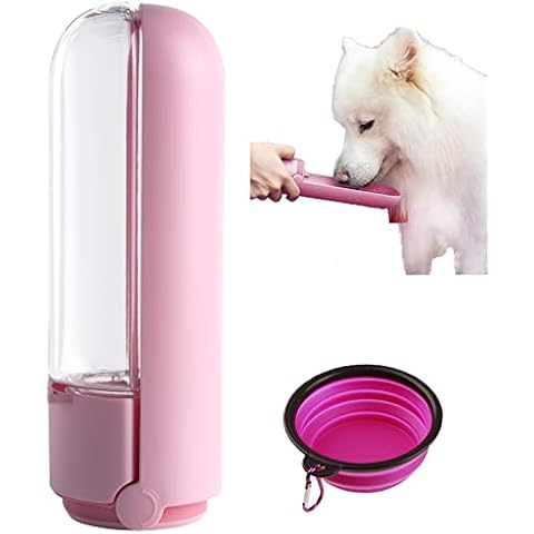 Dog Water Bottle, Foldable Dog Water Dispenser,Leak Proof Portable Travel Drink Cup for Pets Outdoor Walking, Hiking, Travel, Food Grade Plastic 14oz Cover