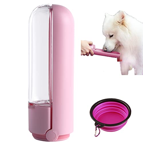Dog Water Bottle, Foldable Dog Water Dispenser,Leak Proof Portable Travel Drink Cup for Pets Outdoor Walking, Hiking, Travel, Food Grade Plastic 14oz
