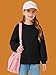 Haloumoning Girls Oversized Crewneck Sweatshirts Kids Fashion Fleece Drop Shoulder Pullover 5-14 Years Black