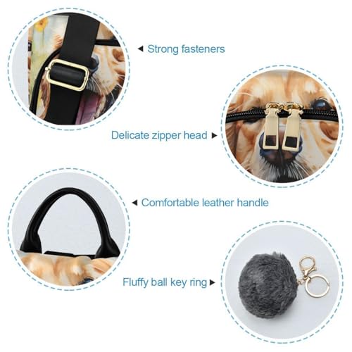 Image of ALAZA Cute Golden Retriever in Flower Field Trips Hiking Camping Rucksack Pack for Women
